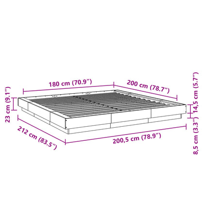 Bettgestell Betongrau 180x200 cm Holzwerkstoff