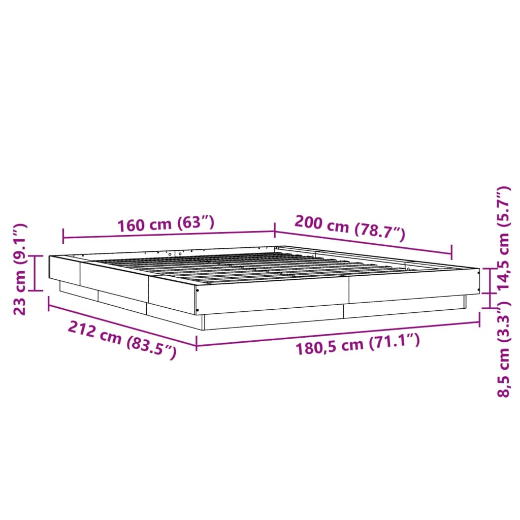 Bettgestell Weiß 160x200 cm Holzwerkstoff