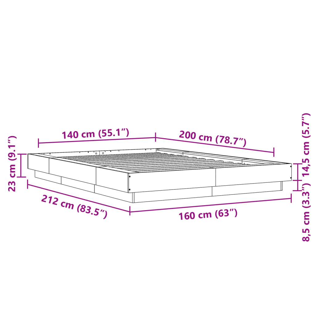 Bettgestell Weiß 140x200 cm Holzwerkstoff