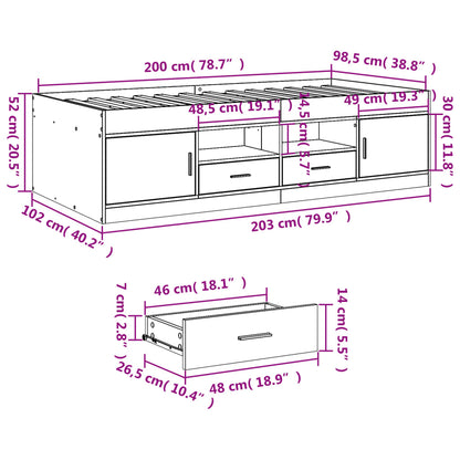 Tagesbett mit Schubladen ohne Matratze Sonoma-Eiche 100x200 cm