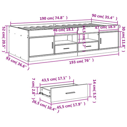 Tagesbett mit Schubladen ohne Matratze Sonoma-Eiche 90x190 cm