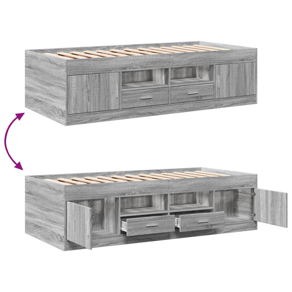 Tagesbett mit Schubladen ohne Matratze Grau Sonoma 90x190 cm