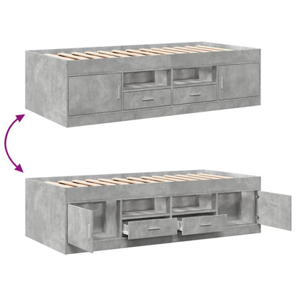 Tagesbett mit Schubladen ohne Matratze Betongrau 75x190 cm