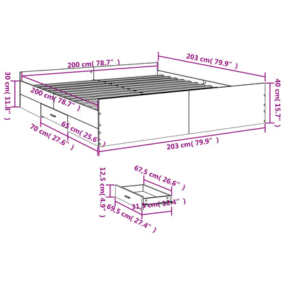 Bettgestell mit Schubladen Schwarz 200x200 cm Holzwerkstoff