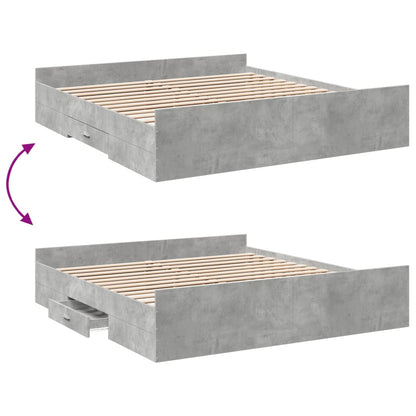 Bettgestell mit Schubladen Betongrau 180x200 cm Holzwerkstoff