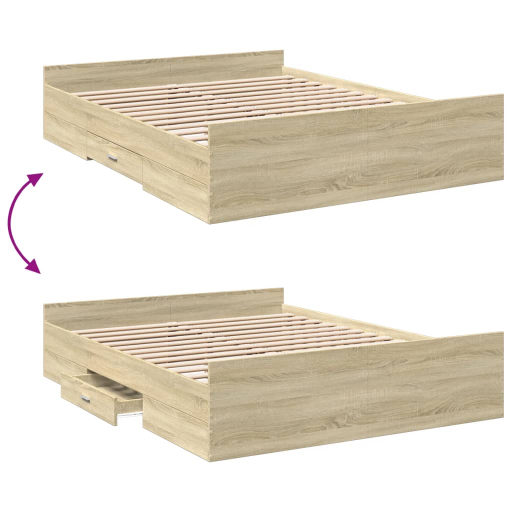 Bettgestell mit Schubladen Sonoma-Eiche 160x200cm Holzwerkstoff