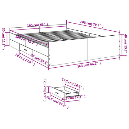 Bettgestell mit Schubladen Braun Eichen-Optik 160x200 cm