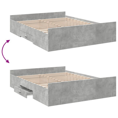 Bettgestell mit Schubladen Betongrau 140x200 cm Holzwerkstoff