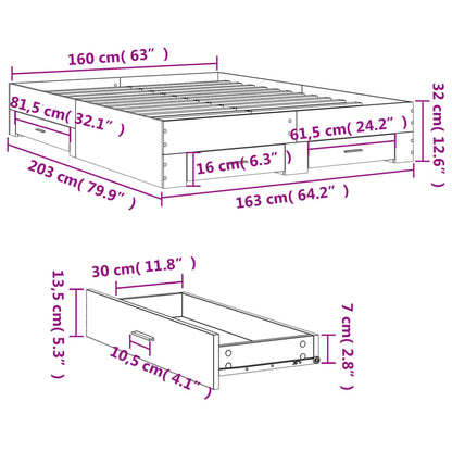 Bettgestell mit Schubladen Schwarz 160x200 cm Holzwerkstoff