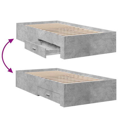 Bettgestell mit Schubladen Betongrau 90x200 cm Holzwerkstoff