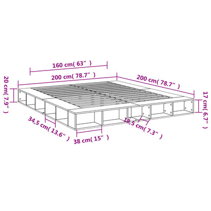 Bettgestell Grau Sonoma 200x200 cm Holzwerkstoff