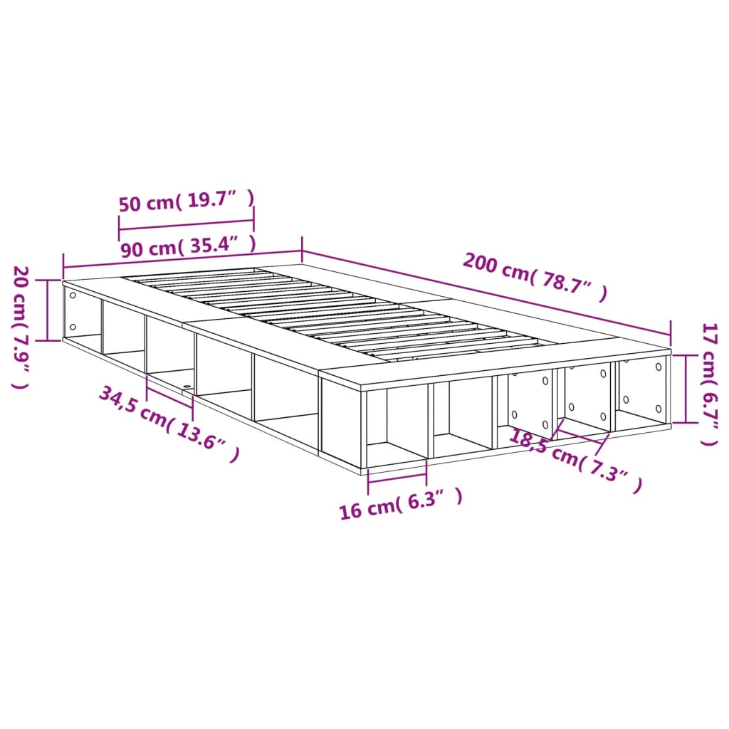 Bettgestell Weiß 90x200 cm Holzwerkstoff