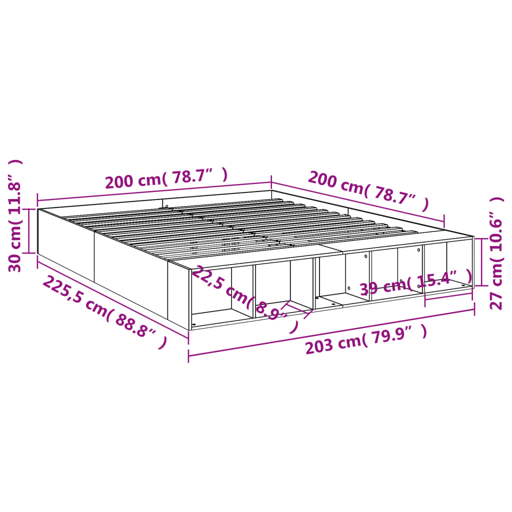 Bettgestell Weiß 200x200 cm Holzwerkstoff