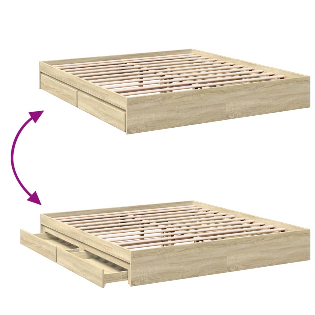 Bettgestell mit Schubladen Sonoma-Eiche 180x200cm Holzwerkstoff