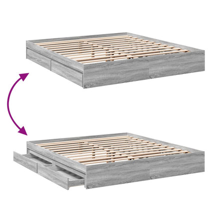 Bettgestell mit Schubladen Grau Sonoma 180x200cm Holzwerkstoff