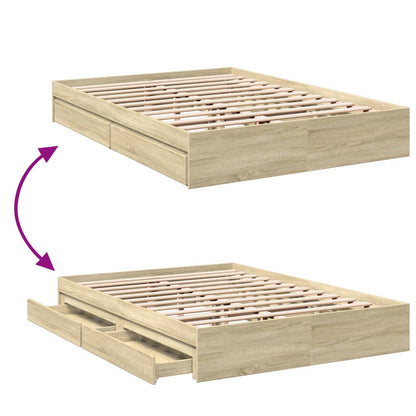 Bettgestell mit Schubladen Sonoma-Eiche 160x200cm Holzwerkstoff