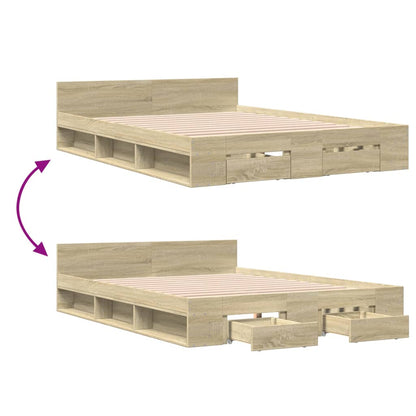 Bettgestell mit Schubladen Sonoma-Eiche 140x200cm Holzwerkstoff