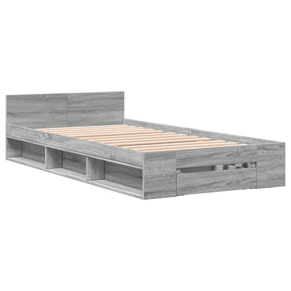 Bettgestell mit Schublade Grau Sonoma 90x200 cm Holzwerkstoff