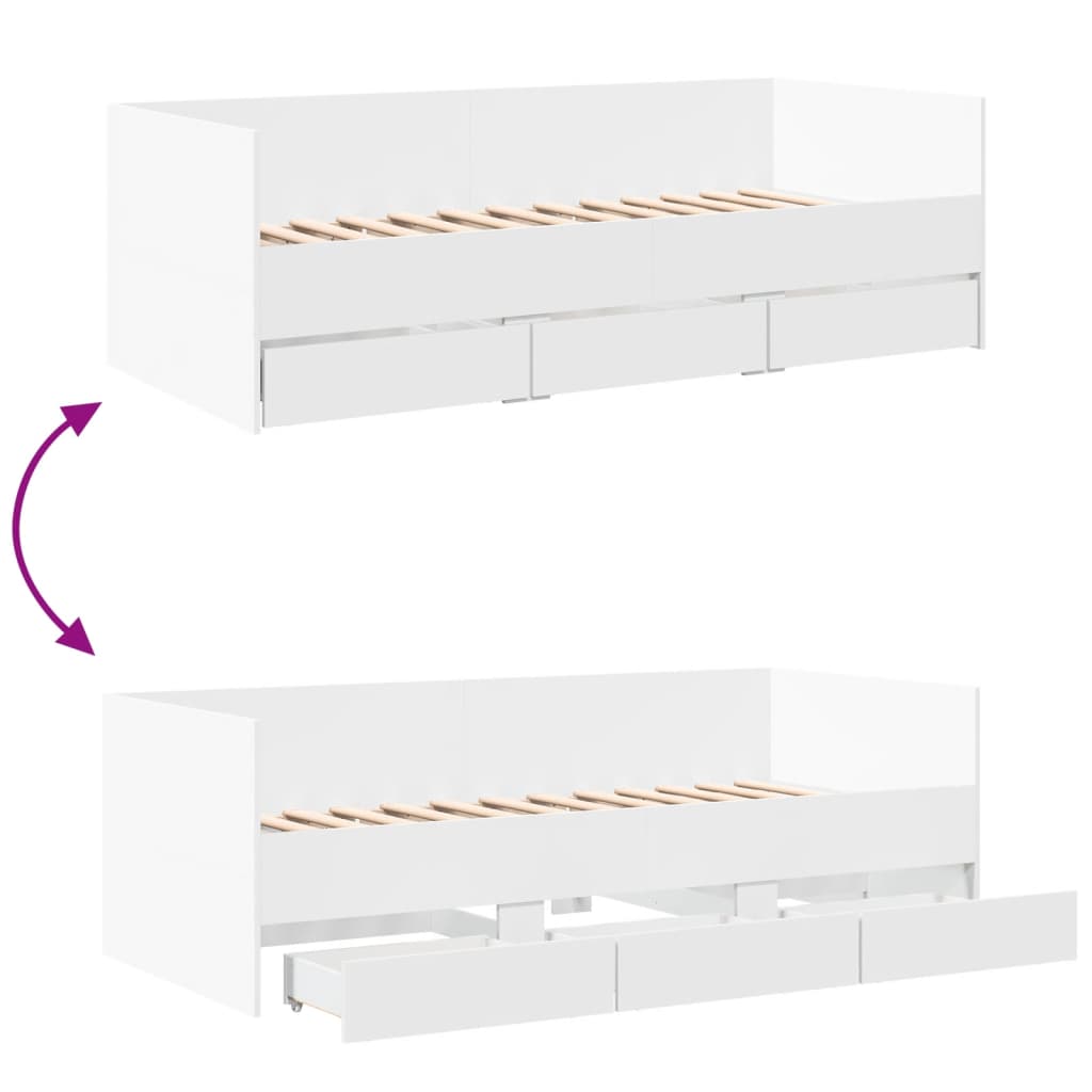 Tagesbett mit Schubladen ohne Matratze Weiß 100x200 cm
