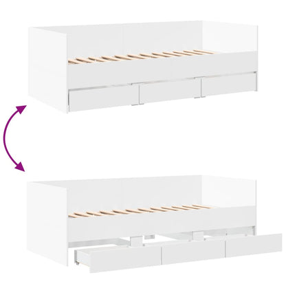 Tagesbett mit Schubladen ohne Matratze Weiß 100x200 cm
