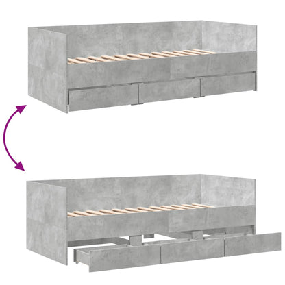 Tagesbett mit Schubladen ohne Matratze Betongrau 90x190 cm