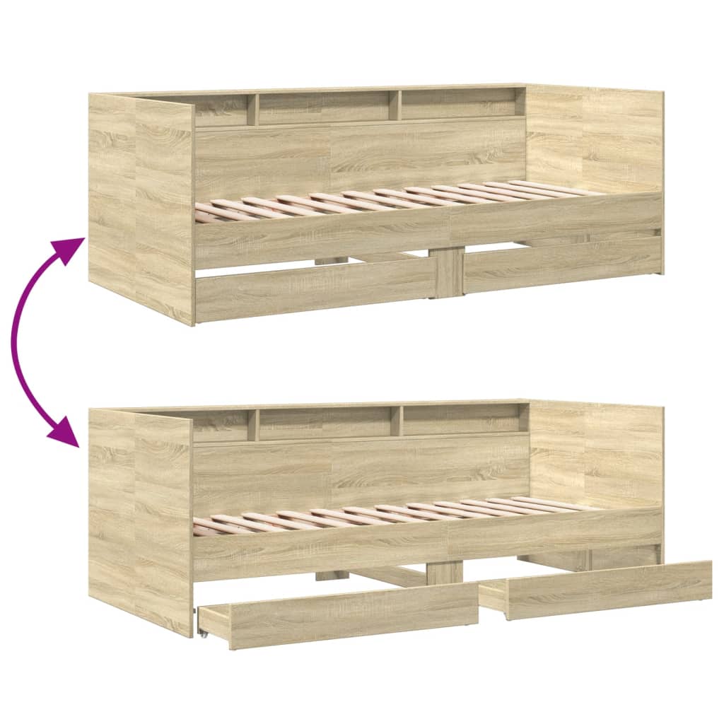 Tagesbett mit Schubladen ohne Matratze Sonoma-Eiche 90x190 cm