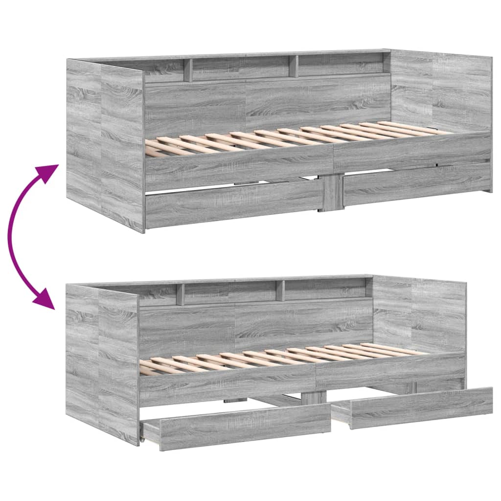 Tagesbett mit Schubladen ohne Matratze Grau Sonoma 90x190 cm