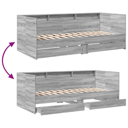 Tagesbett mit Schubladen ohne Matratze Grau Sonoma 90x190 cm