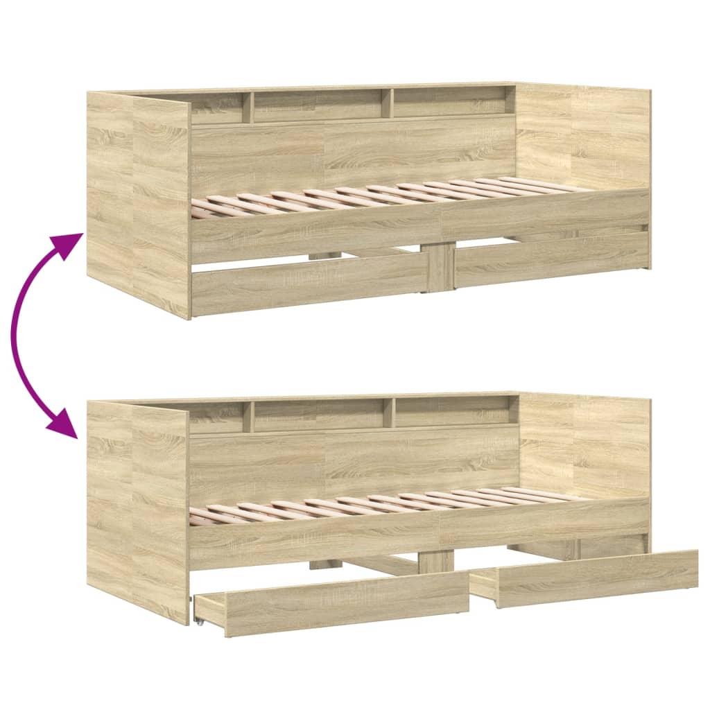 Tagesbett mit Schubladen ohne Matratze Sonoma-Eiche 75x190 cm