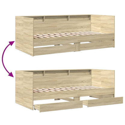 Tagesbett mit Schubladen ohne Matratze Sonoma-Eiche 75x190 cm