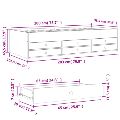 Tagesbett mit Schubladen ohne Matratze Weiß 100x200 cm