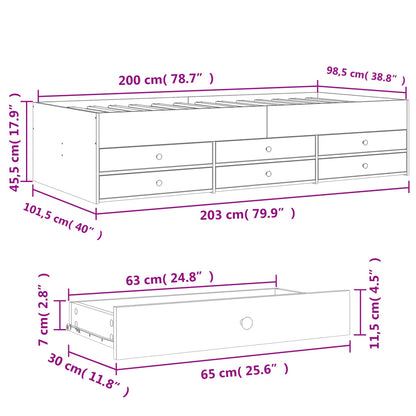 Tagesbett mit Schubladen ohne Matratze Sonoma-Eiche 100x200 cm