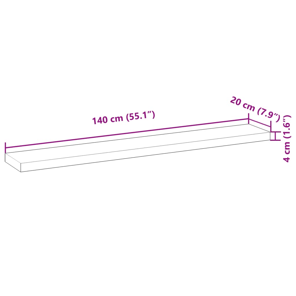 Schweberegale 3 Stk. 140x20x4 cm Massivholz Akazie Unbehandelt