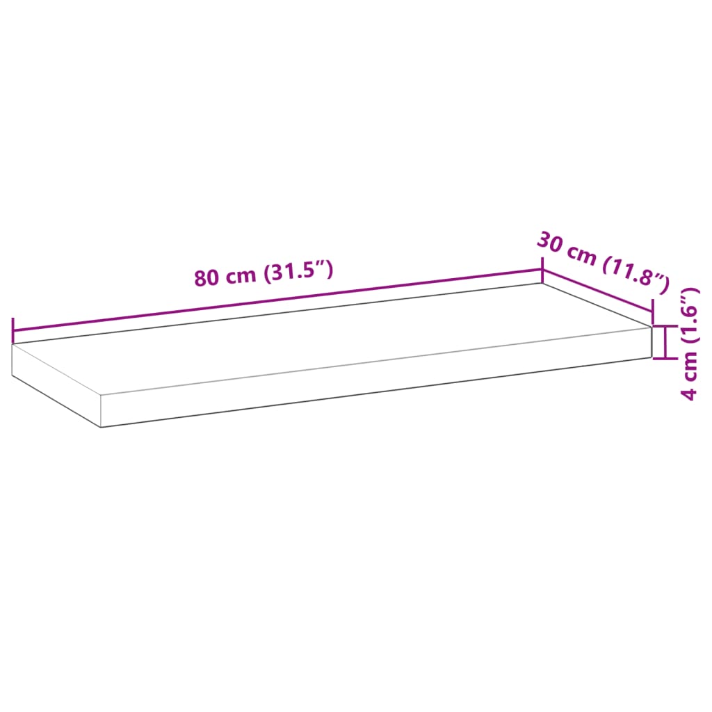 Schweberegale 3 Stk. 80x30x4 cm Massivholz Akazie Unbehandelt