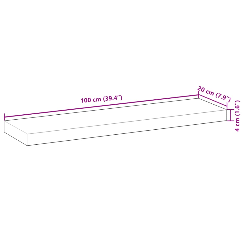 Schweberegale 3 Stk. 100x20x4 cm Massivholz Akazie Ölbehandelt