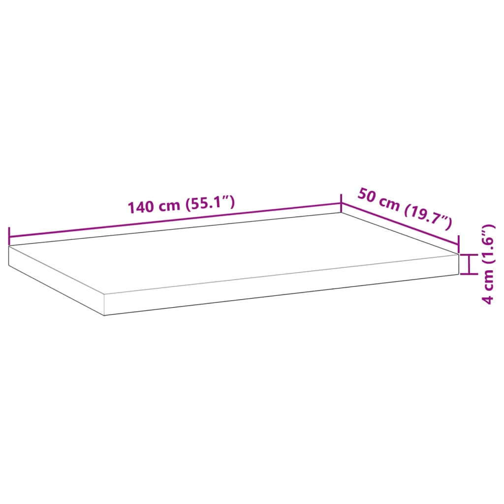 Waschtischplatte Unbehandelt 140x50x4 cm Massivholz Akazie