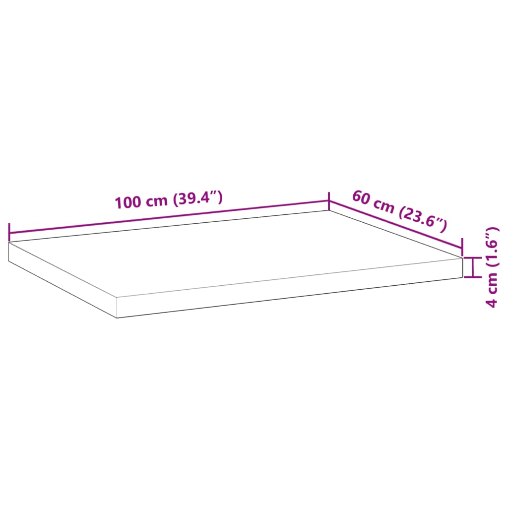 Waschtischplatte Unbehandelt 100x60x4 cm Massivholz Akazie