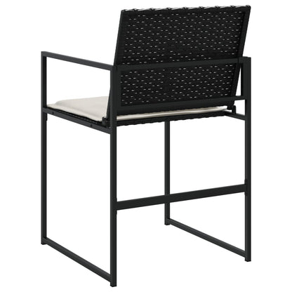 Gartenstühle mit Kissen 4 Stk. Schwarz Poly Rattan