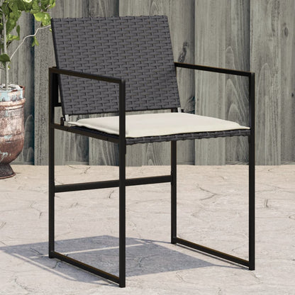 Gartenstühle mit Kissen 4 Stk. Schwarz Poly Rattan