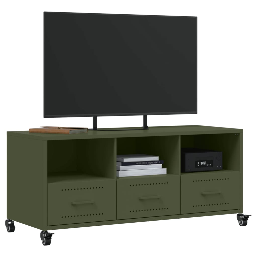 TV-Schrank Olivgrün 100,5x39x43,5 cm Stahl