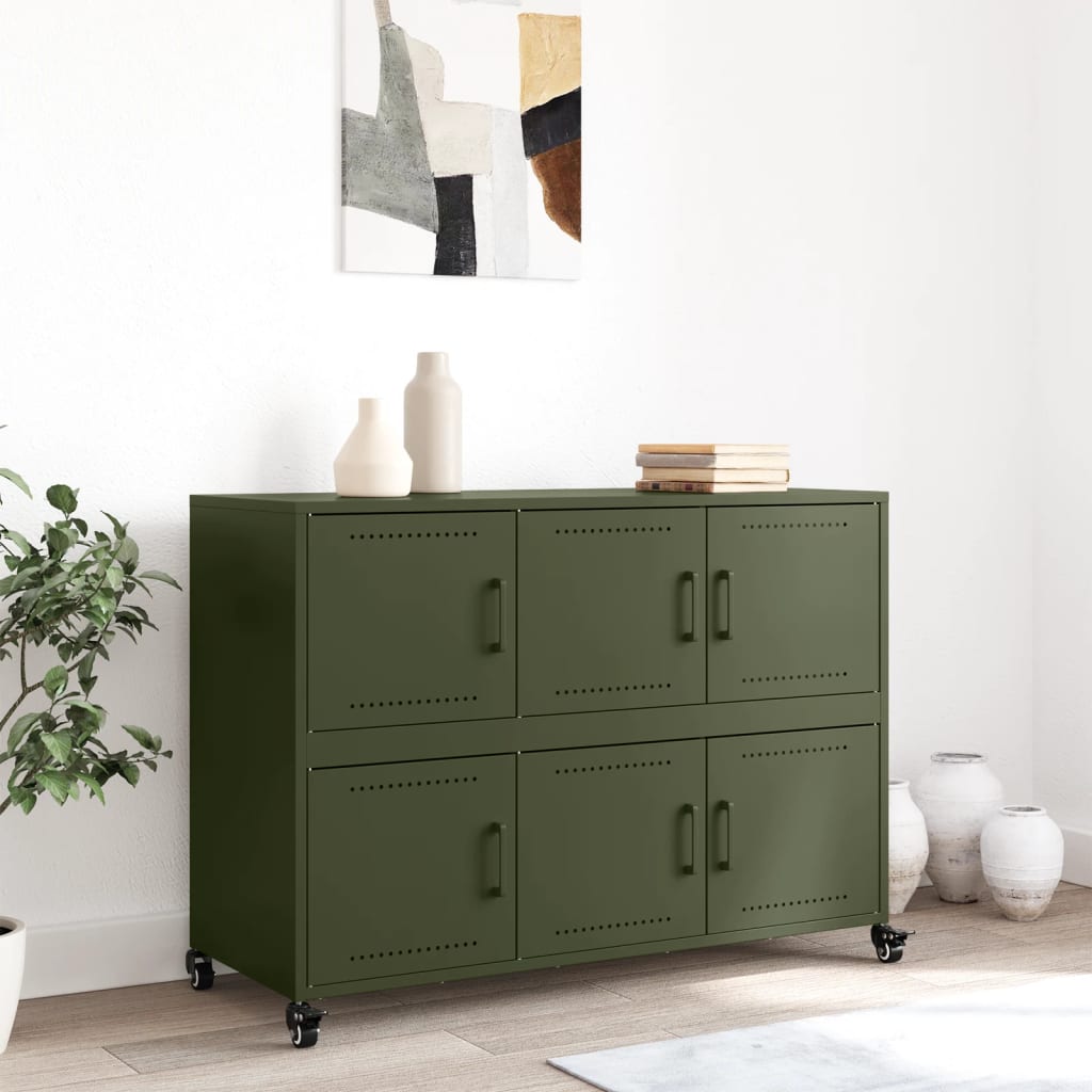 Sideboard Olivgrün 100,5x39x72 cm Stahl