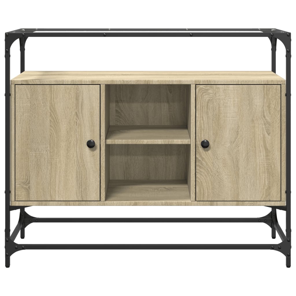 Sideboard mit Glasplatte Sonoma-Eiche 98x35x81 cm Holzwerkstoff