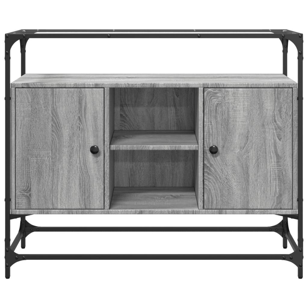 Sideboard mit Glasplatte Grau Sonoma 98x35x81 cm Holzwerkstoff