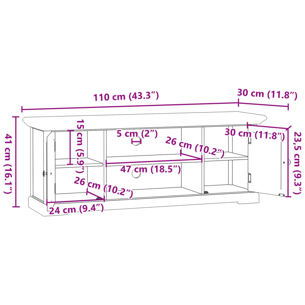 TV-Schrank Weiß 110x30x41 cm Holzwerkstoff