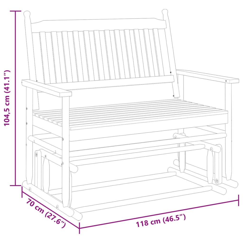 Schaukelbank Weiß 118x70x104,5 cm Massivholz Pappel