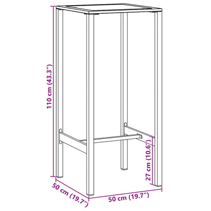 Bartisch Schwarz 50x50x110 cm Pulverbeschichteter Stahl