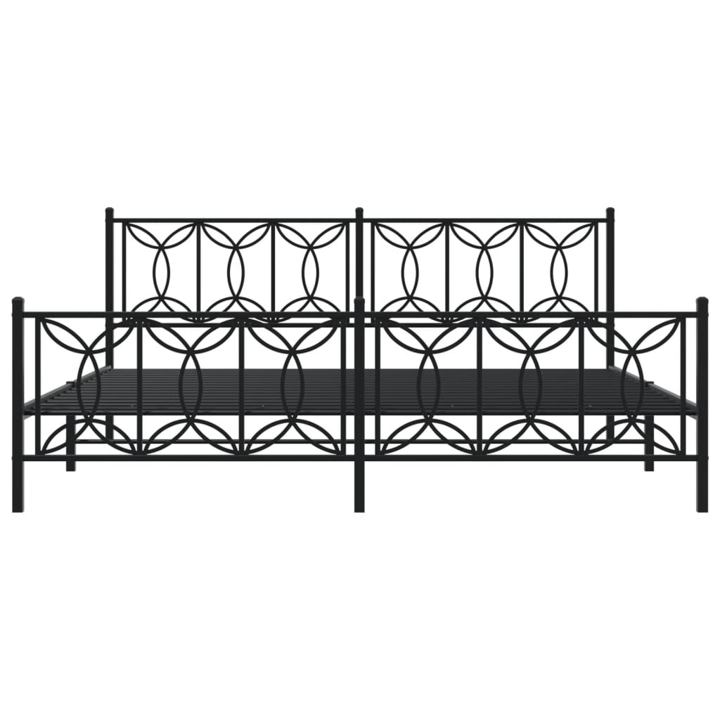 Bettgestell mit Kopf- und Fußteil Metall Schwarz 200x200 cm