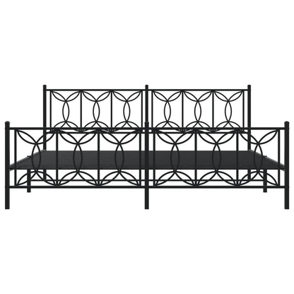 Bettgestell mit Kopf- und Fußteil Metall Schwarz 200x200 cm