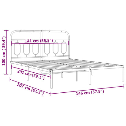 Bettgestell mit Kopfteil Metall Schwarz 140x200 cm