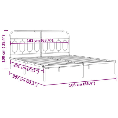 Bettgestell mit Kopfteil Metall Schwarz 160x200 cm